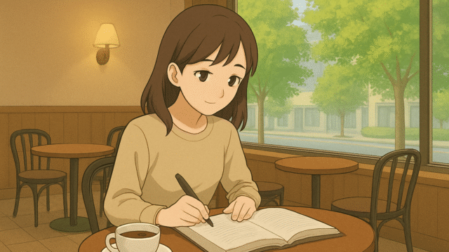 カフェでの静かな勉強時間